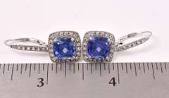 Sensational Blue Sapphire Dangle Earrings in 14K White Gold