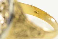 18K Yellow Gold Elaborate Scrollwork Family Crest Emblem Ring