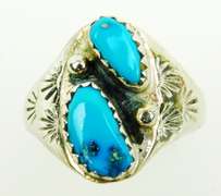 Vintage Sterling Turquoise Ring, Size 8