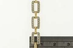 14K Yellow Gold 0.75 Ctw Diamond Chain Link Squared Tennis Bracelet