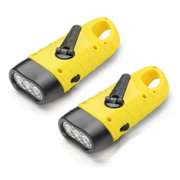 2Pcs Hand Crank Flashlight Solar Powered Emergency