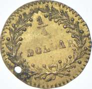 1881 Indian Head California Gold Quarter Dollar Round