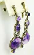 Finest Antique 930 Sterling Amethyst Cabochon Earrings