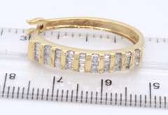 Charming Yellow Gold Round 7 Baguette Diamond Hoop Earrings