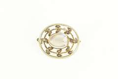 14K Yellow Gold Victorian Oval Moonstone Seed Pearl Vine Pin/Brooch
