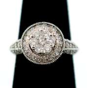 LADIES 14 KT WHITE GOLD DIAMOND HALO RING