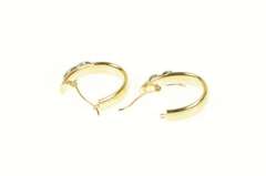 14K Yellow Gold Two Tone Bar Design Oval Statement Hoop Earrings