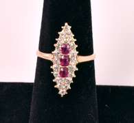 Amazing Ruby and Diamond Ring in 14K Yellow Gold