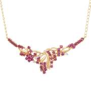 18 K Gold Plate Natural Ruby and Natural Diamond Necklace