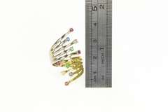 18K Yellow Gold Diamond Emerald Ruby Sapphire Fanned Bypass Ring