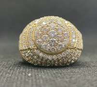 14K YELLOW GOLD MENS RING WITH 4.71 T.C.W ROUND DIAMONDS CHAMPIONSHIP STYLE RING