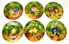 6 Vintage Rochard Limoges Fruit Plates