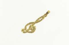 14K Yellow Gold Diamond Cut Treble Clef Music Symbol Charm/Pendant