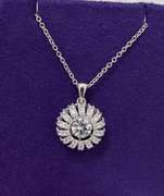 Platinum over 925 Solid sterling Silver dancing stone pendant