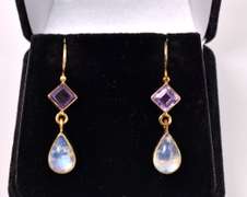 Gold Over Sterling Earrings With Gems