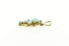 14K Yellow Gold Victorian Opal Turquoise Artisan Vintage Pendant