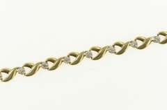 10K Yellow Gold Diamond Wavy Criss Cross Vintage Tennis Bracelet