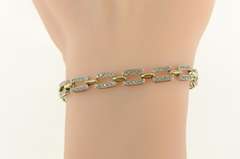 14K Yellow Gold 0.75 Ctw Diamond Chain Link Squared Tennis Bracelet