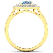 14 Kt Yellow Gold Aquamarine Diamond Ring