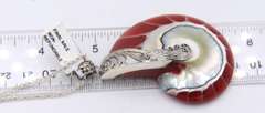 Vintage Sterling Silver and Seashell Core Pendant on Chain