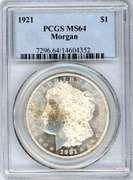 1921 Morgan Silver Dollar in PCGS MS64
