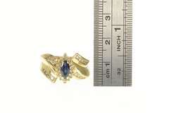 14K Yellow Gold 1.25 Ctw Marquise Sapphire Diamond Vintage Ring