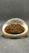 18K TWO TONE DOME RIGHT HAND RING WITH 4.50 CARATS T.W. OF BLACK AND WHITE DIAMONDS