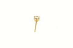 14K Yellow Gold Round Single Solitaire Cubic Zirconia Stud Earring