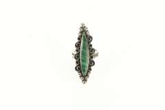 Sterling Silver Southwestern Malachite Marquise Swirl Ring