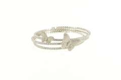 Sterling Silver Pave Encrusted Butterfly Wrap Coil Spiral Bracelet