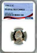1986-S Jefferson Nickel in NGC PF69 Ultra Cameo