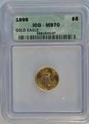 Flawless Gem BU 1998 $5 American Gold Eagle. ICG MS70