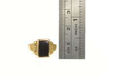 18K Yellow Gold Emerald Cut Black Onyx Vintage Statement Ring