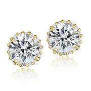 Gold Tone over Sterling Silver 100 Facets Earrings