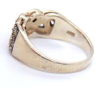 Vintage 925 Sterling Silver Marcasite Wide Band