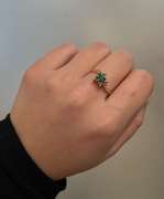14kt Solid Yellow Gold, Emerald, and Diamond Ring