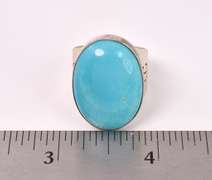 Blue Turquoise Set In Sterling Ring