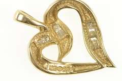 10K Yellow Gold Curvy Diamond Heart Love Symbol Valentine Pendant
