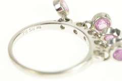 10K White Gold Pink Topaz Fringe Tassel Charm Band Ring