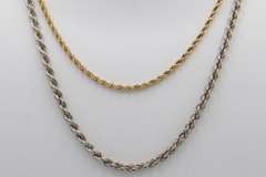 Group Lot of 2 Vintage 925 Sterling Silver Rope Chains