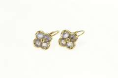 14K Yellow Gold Tanzanite Flower Cluster Ornate Lever Back Earrings