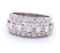 Vintage White Gold approximate 0.45ctw 3 Row Diamond Ring