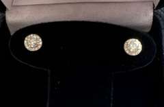 CLASSY 18K YELLOW GOLD DIAMOND STUDS .75 CT WITH HALO