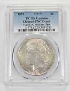 UNC Detail Genuine 1923 Peace Silver $1 VAM 1A Whisker Jaw Top 50 PCGS