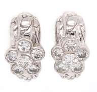 1.20ctw Round Diamond Flower J Hoop Earrings in 18K