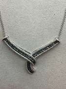 LADIES 10K WHITE GOLD AND  DIAMOND NECKLACE