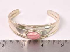 Red And White Gem Set In Sterling Bracelet