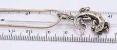 Vintage 925 Sterling Silver Lizard Pendant on Chain Necklace