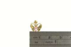 14K Yellow Gold Pink & White Cubic Zirconia Butterfly Single Earring