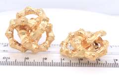 Delightful Yellow Gold Interlocking Bamboo Circle Earrings